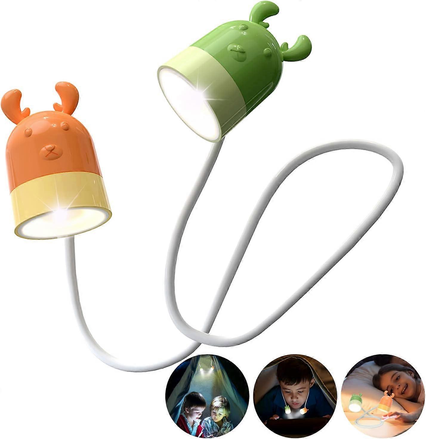 Carino LED Collo Lettura Luce Pieghevole A Cuccetta Libro Luci Bambini Morsetto Di Lettura Lampada Libri A Letto Per Maglieria Ricamo ArancioneVerde
