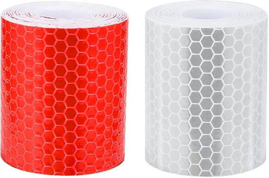 Reflektierendes Klebeband, 2pcs 5cm 3 Meter reflektierendes Band Hohe Sichtbarkeit Selbstkleber - weiß und rot