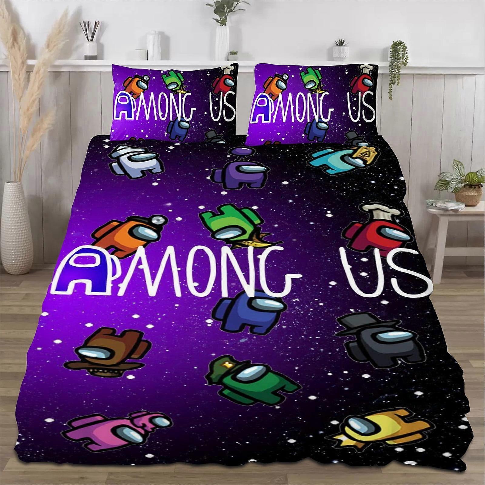 Bedding set XU550 Among Us Bedding Comforter Sets,3 Pieces Set Bedding,Colorful Soft Lightweight Print All Season PW550