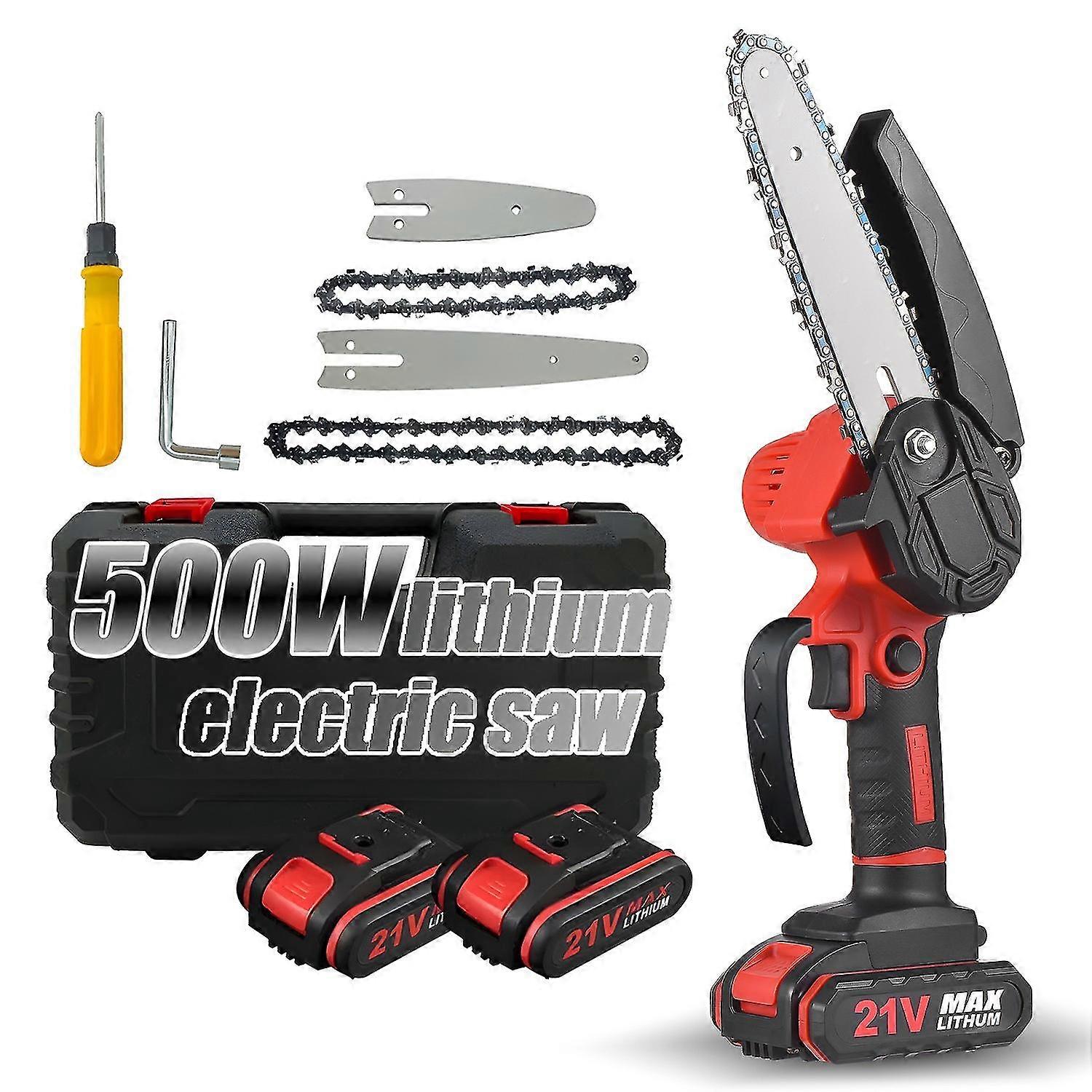 Mini Chainsaw 4 Inch 6 Inch Portable Chainsaw With Security Lock 2 Chains 21v Rechargeable Battery O