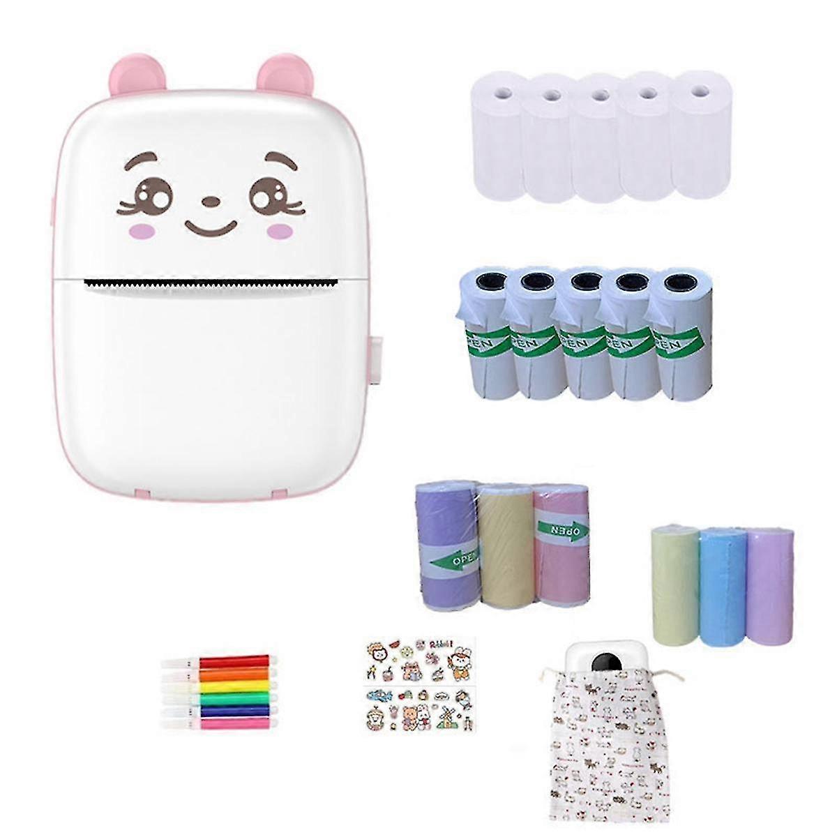 Portable Label Printer Mini Bluetooth Label Stickers Thermal Printer Label Memo List Printing Clearly Pink