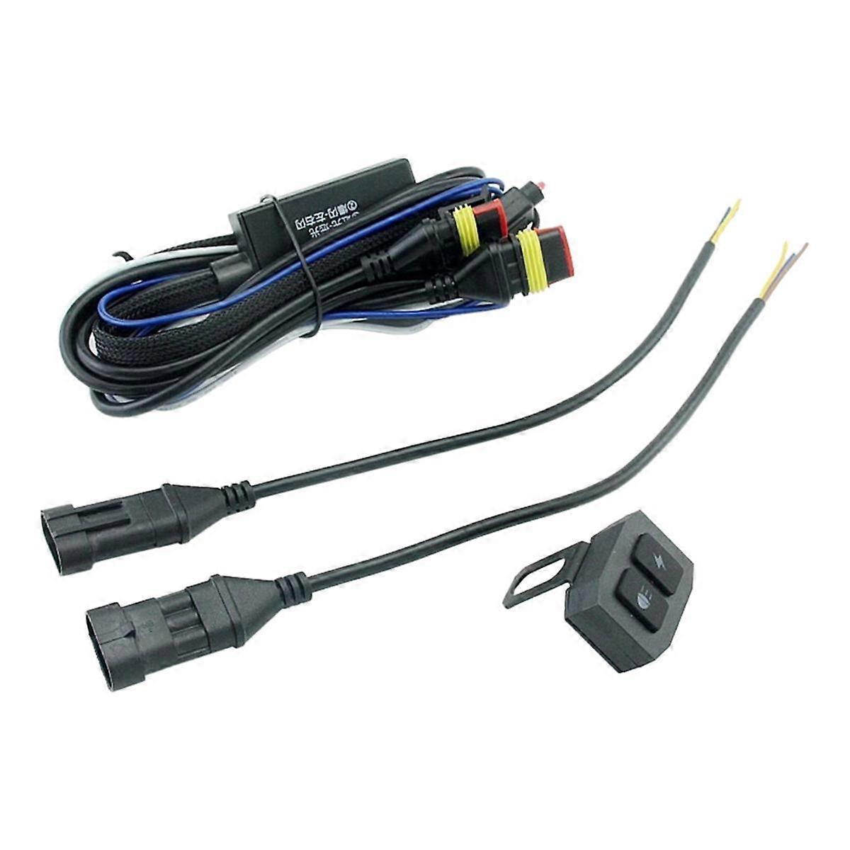 Motorcycle Led Fog Light Lamp Wiring Harness Relay Wire Switch High Low Beam Moto Spotlight Cable f