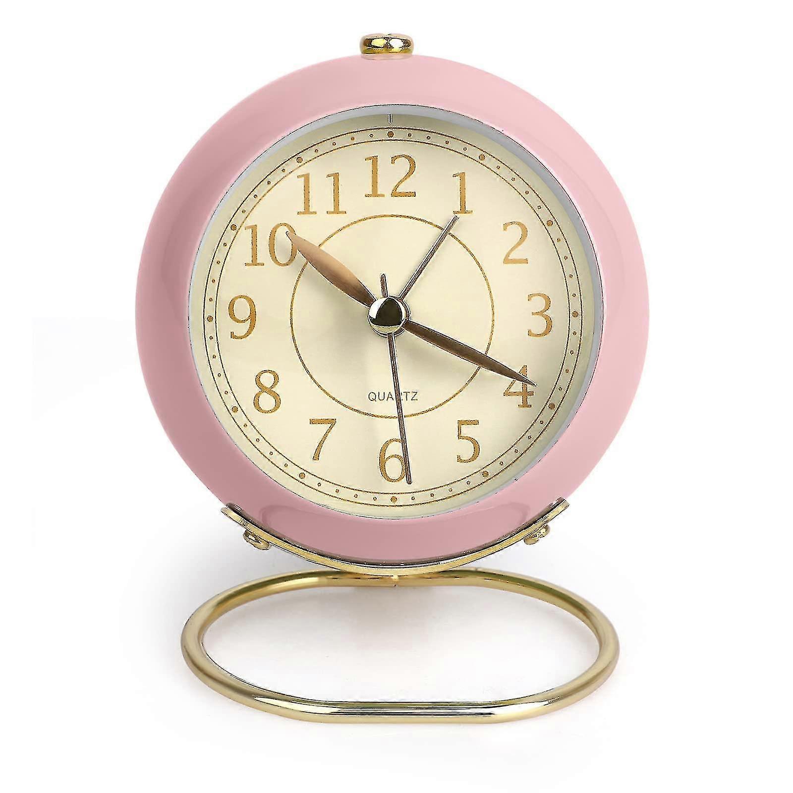 Silent Bedside Clocks Battery Operated Non Ticking Desk Clock Analogue Alarm Clock Bedroom Retro Alarm Clock Simple