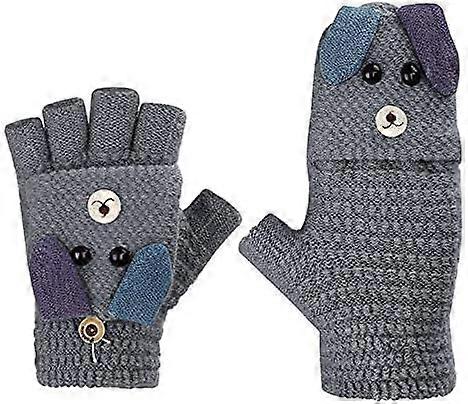 Aiyuego Garçons Filles Flip Top Gants Hiver Mitaine Chaude Tricot Thermique Gants Sans Doigts Pour E