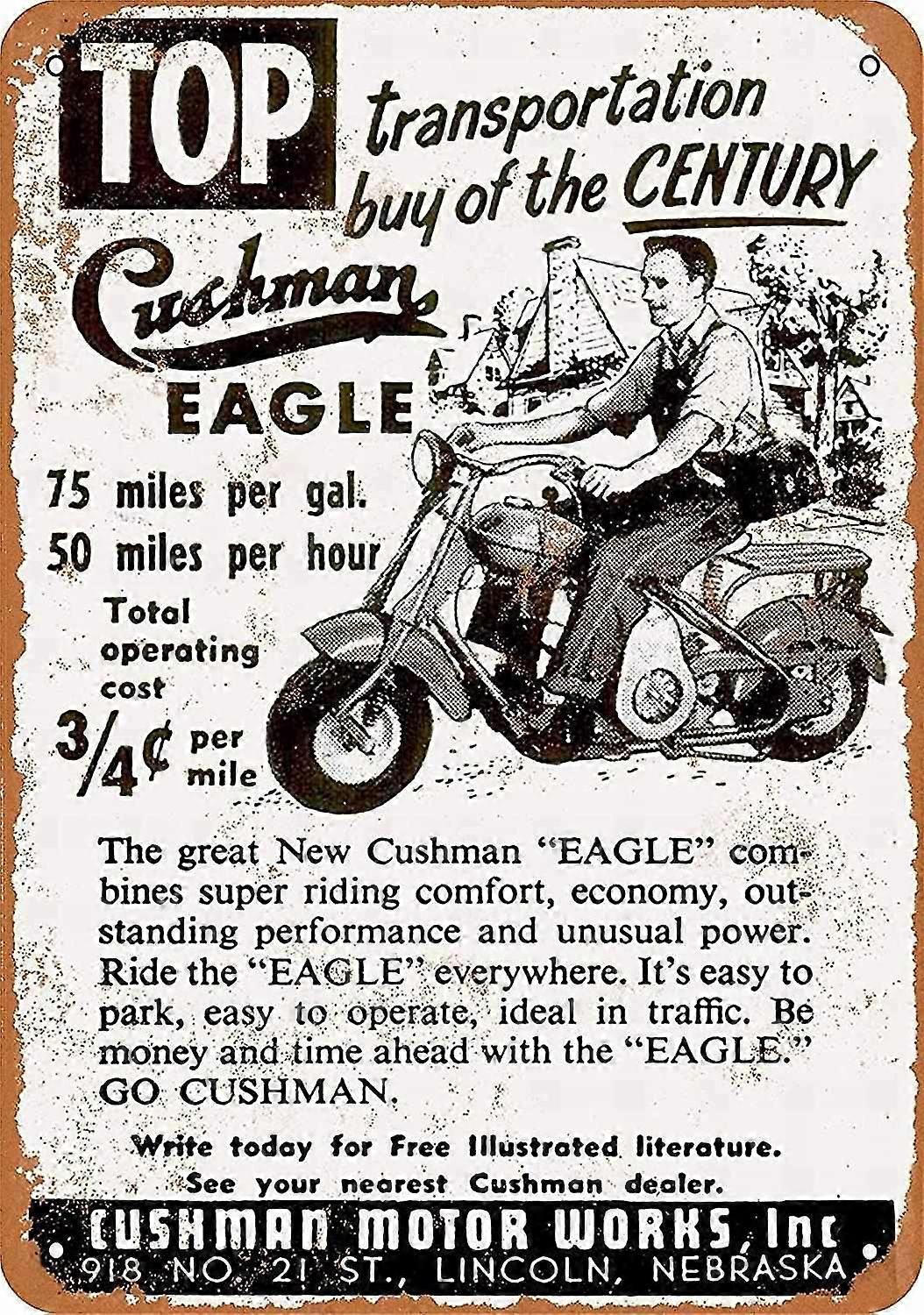 8x12 ίντσες Ή 12x16 ίντσες Μεταλλικό σημάδι - Cushman Eagle Scooter - Vintage Wall Decor Art Mode 2598