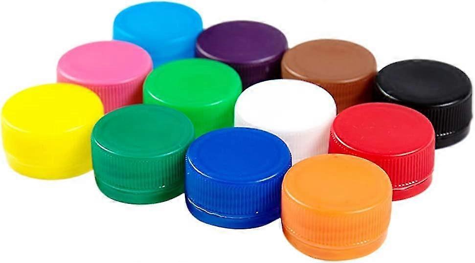 100-Piece Plastic Bottle Cap Lids for Kids DIY Craft Projects
