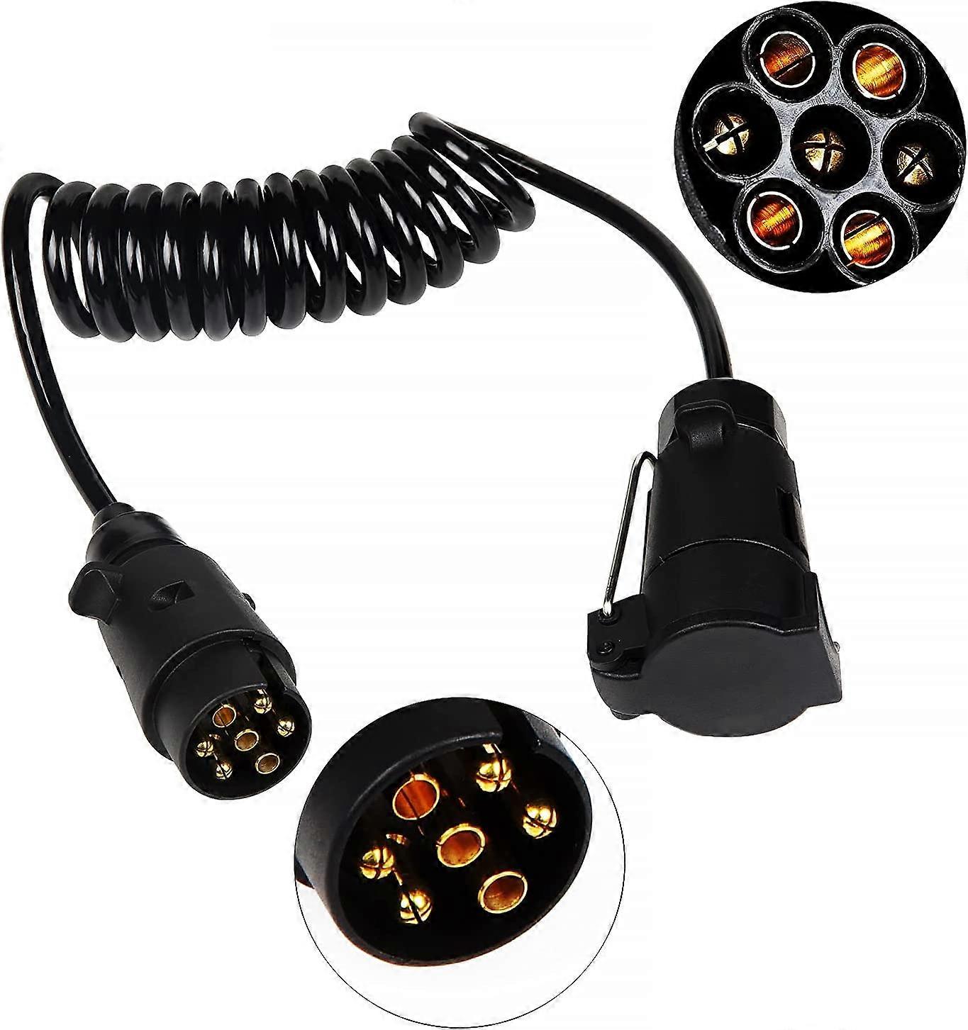Trailer Extension Cables 7-7Pin 3M Wiring Caravan Socket Extension Spiral Cable for Vehicles