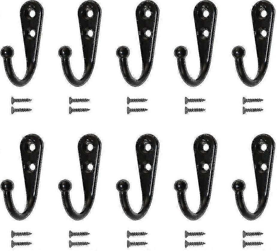10pcs Single Hooks Black Wall Hooks Black Coat Rack