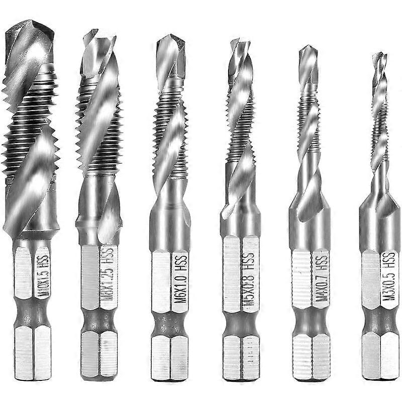 Pieces Drill Bit HSS Hex Shank M3-M10 Thread Screw Tap - Silver