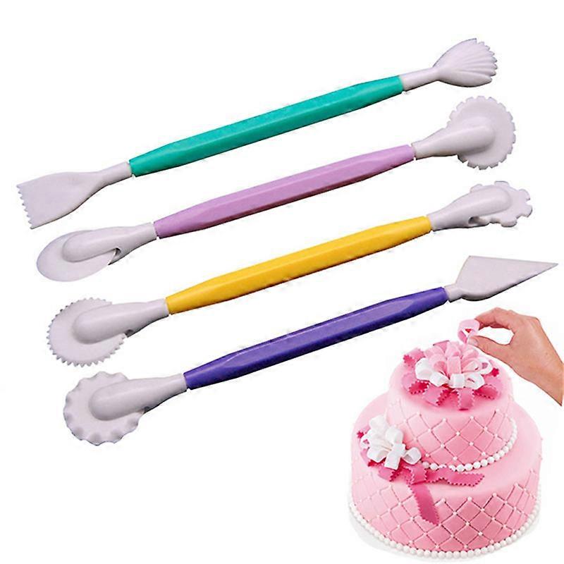 4pcs Cake Decor Tool Patterns Fondant Cake Decorating Flower Sugar Craft Clay Fondant Cake Modeling Tools