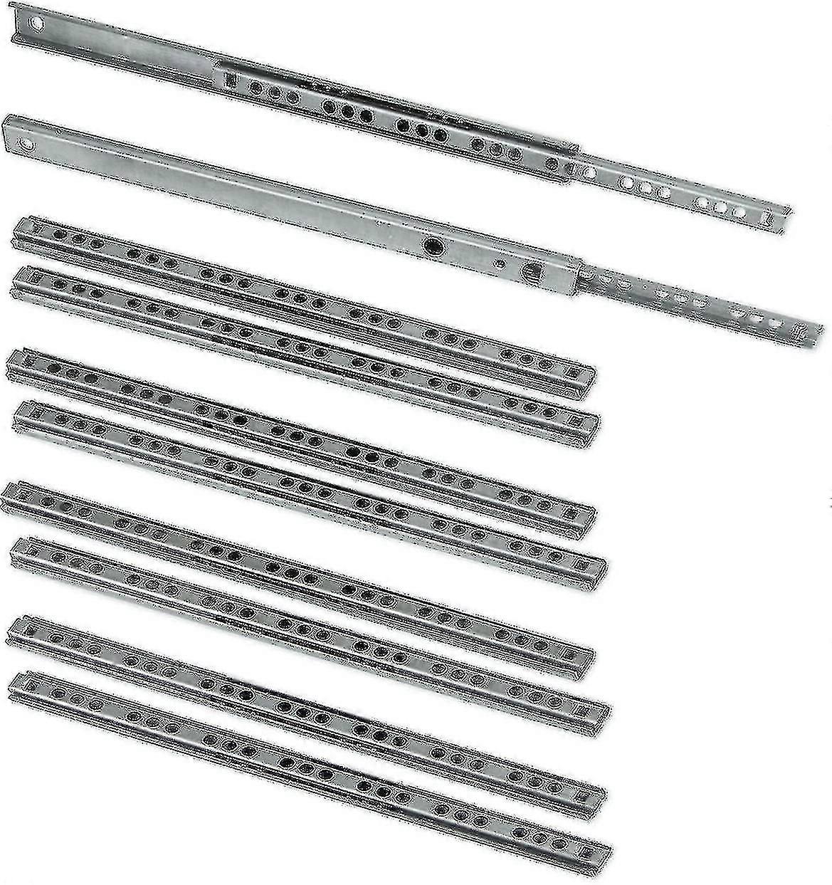 Pack Of 5 Pairs (10 Pieces) Slides/ball Slides Extract Part 17mm X 278mm For Drawer, Zinc Plated  TA