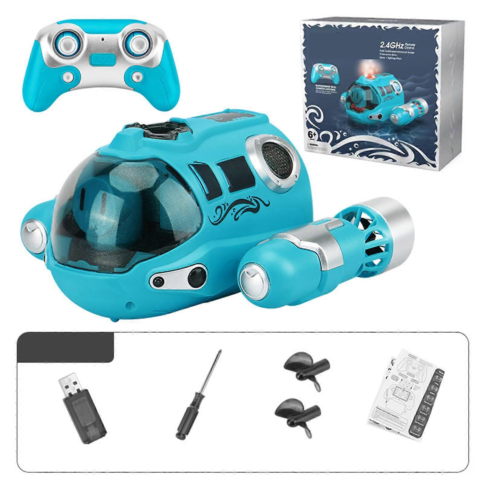 Remote Control Spray Gasboat Toys for Pools and Lakes, RC Boat Water Toy with Light Double Propellers Remote Control Boats Rechargeable Swimming Pool