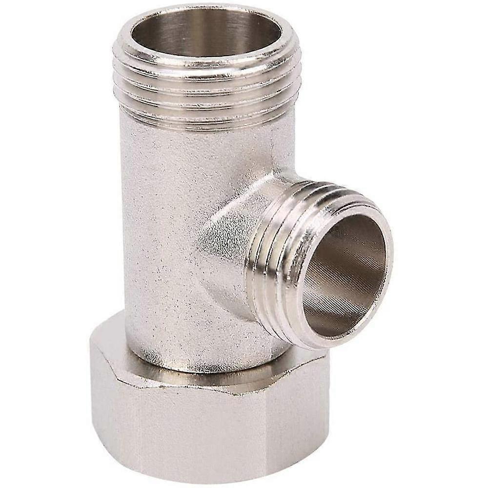 3 Way Flushing Valve, Pure Copper Nickel-plated Surface Connector Valve Toilet Diverter Valve Adapter(1pc, Silver)