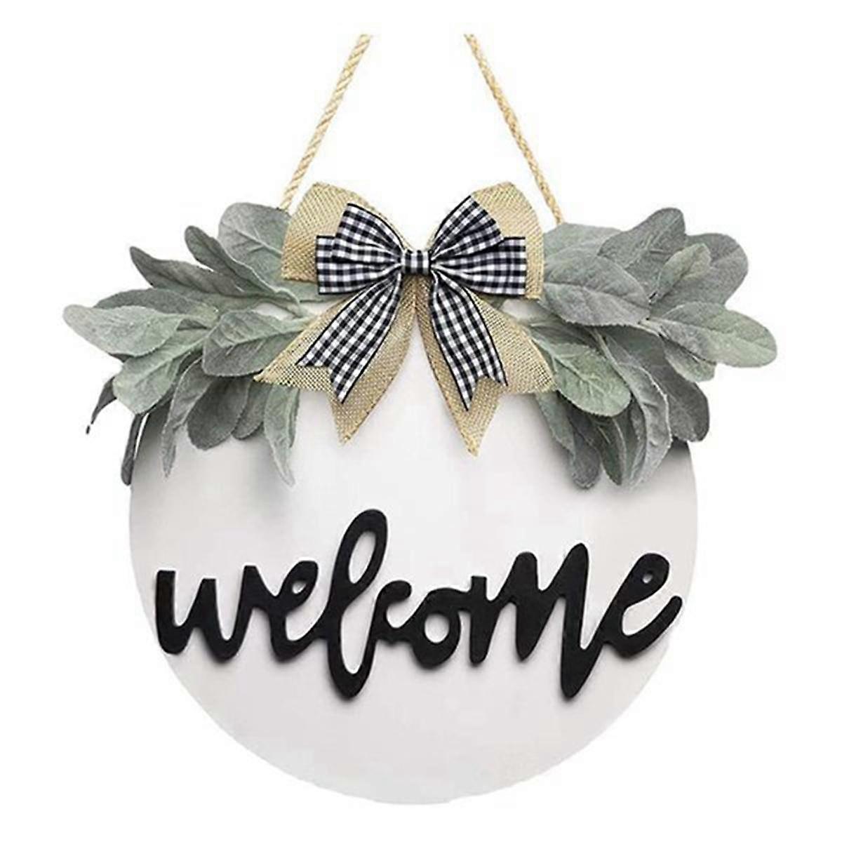 Ξύλινο στολίδι πινακίδων καλωσορίσματος Hello Sign με Bowknot Κρέμεται Στρογγυλό Ρουστίκ Διακόσμηση Εποχιακό στολίδι