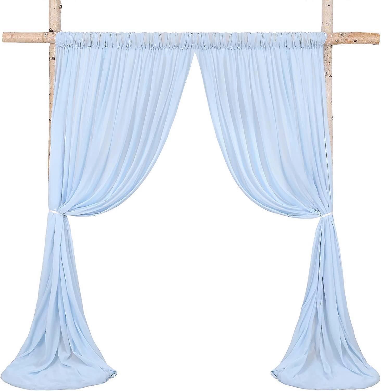 Sheer Chiffon Backdrop Curtains 10X8Ft Light Blue Chiffon Backdrop Fabric Wedding Backdrop