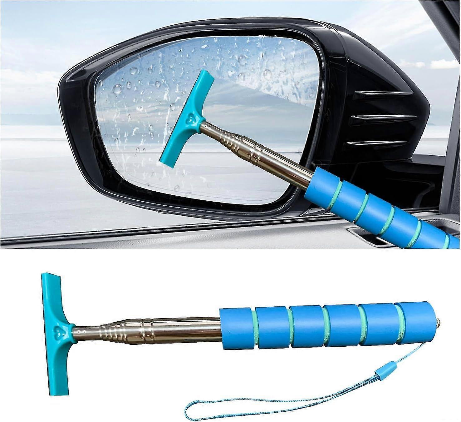 Car Side Mirror Squeegee, 98cm Retractable Rearview Mirror Wiper, Mini Portable Auto Window Squeegee Cleaner for Rainy Foggy Weather
