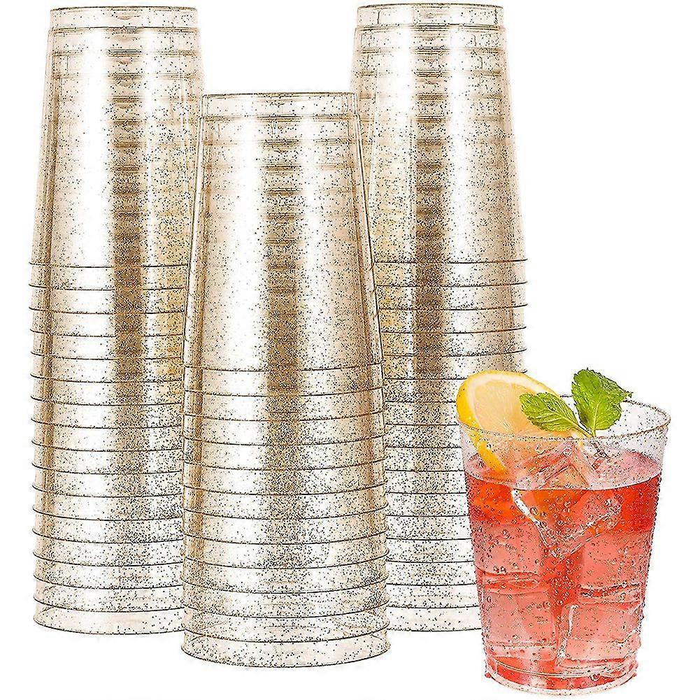 Gold Glitter Plastic Cocktail Glasses