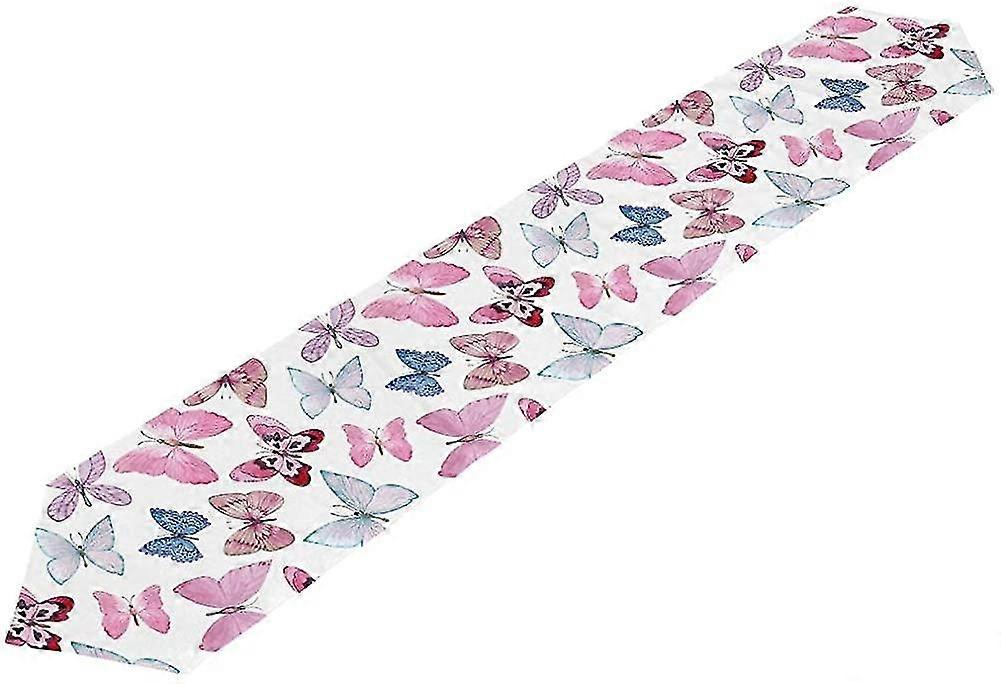 Linda borboleta rosa rosa branco corredor de mesa placemat 13x90 polegadas