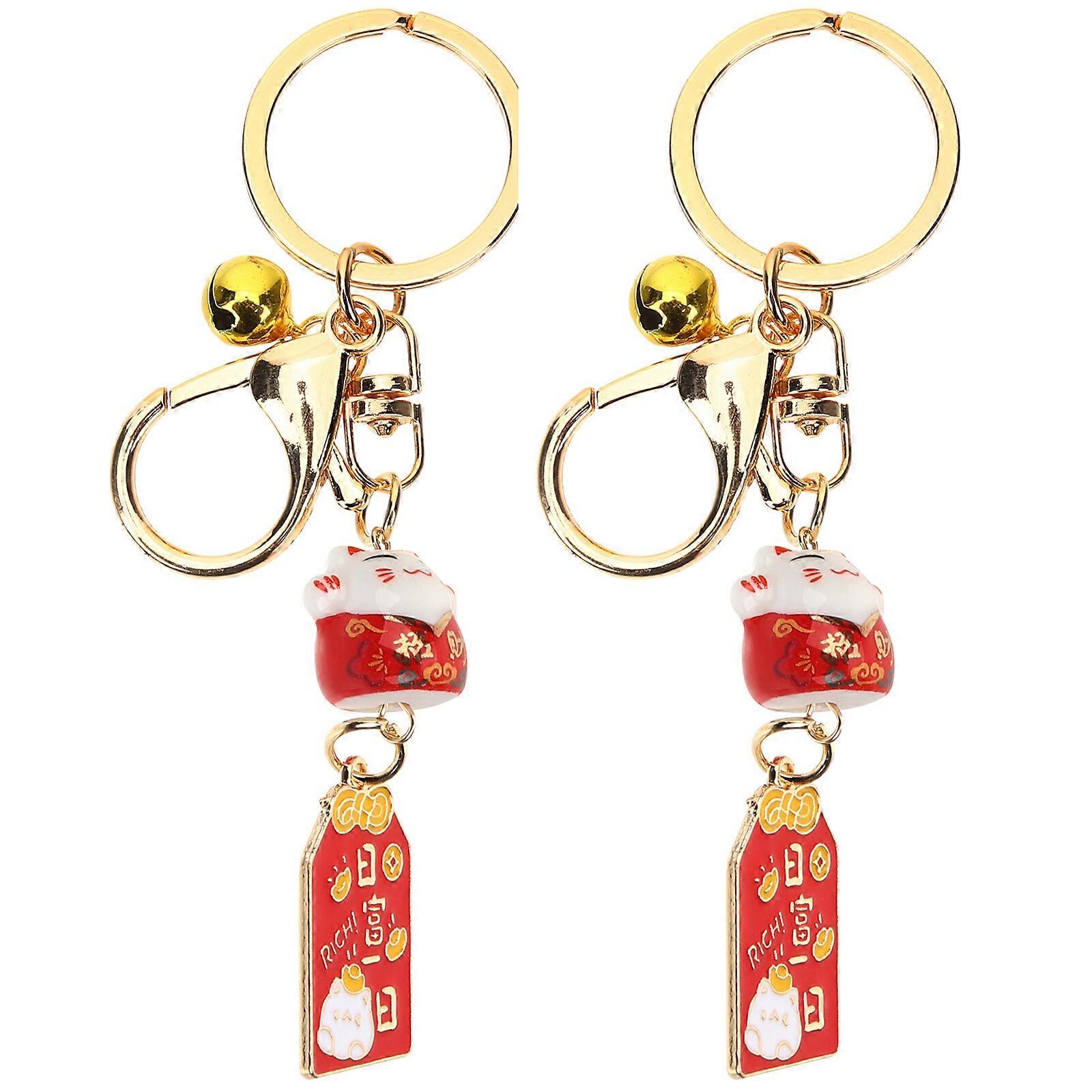 2pcs Japanese Style Cat Style Keychain Japanese Key Chain Ornament Key Chain Pendant
