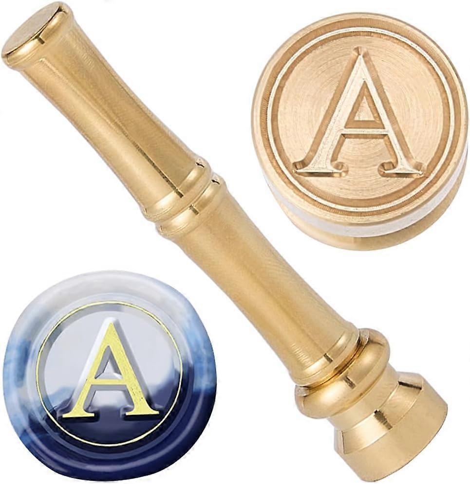 Mini Wax Seal Stamp Alphabet Letter Wax Stamps 15mm Gold Metal Brass Retro Vintage Initial A Sealing Stamp with Bamboo Stick Handle for Thanksgiving C