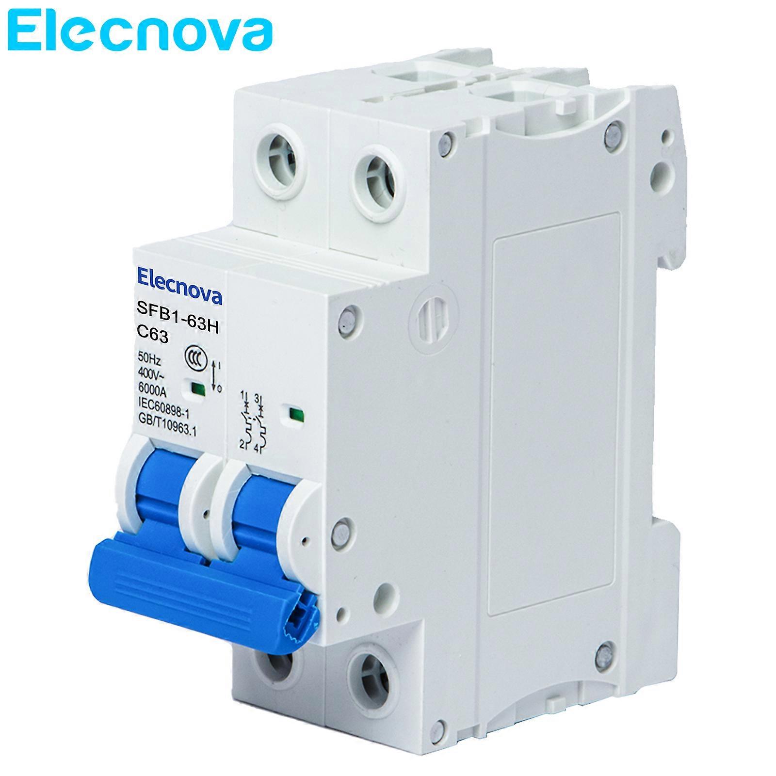 SFB1-63HC 2P MCB DIN Rail Mini Circuit Breaker Type C 6/10/16/20/25/32/40/50/63A AC 400V 6KA 50Hz Miniature Household Air Switch