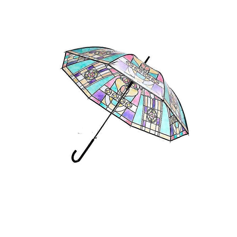 Painted Transparent Umbrella Long Handle Automatic Umbrella