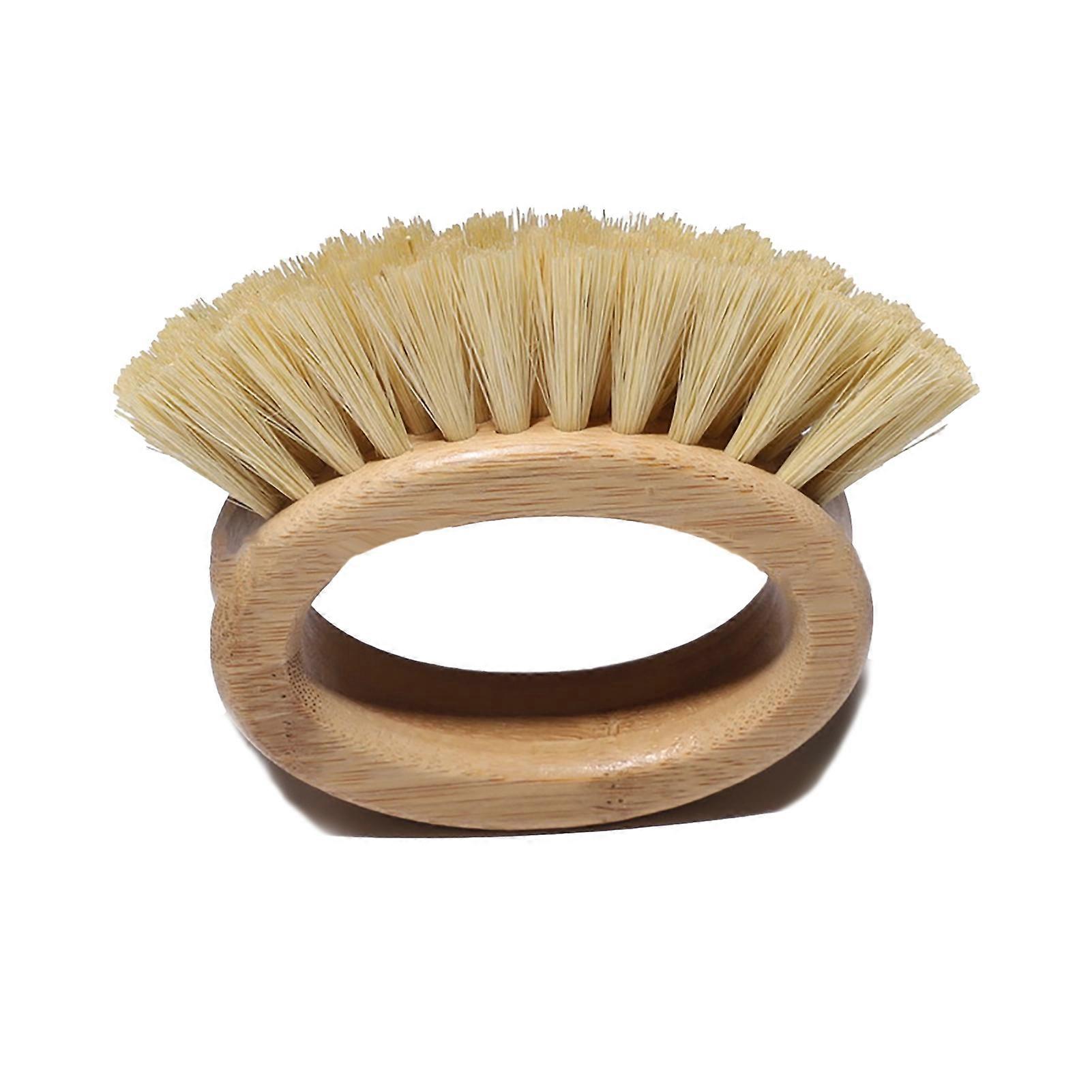 Cleaning Brush Multi-purpose Ergonomic Bamboo Labor-saving Creative Elliptical Handle Dish Brush for Kitchen