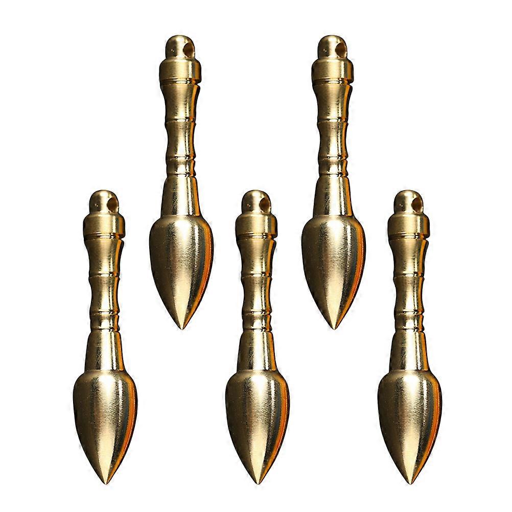 5Pcs Brass Solid Pen Shaped Pendants Exquisite Retro Key Ring Pendants DIY Hanging Ornaments