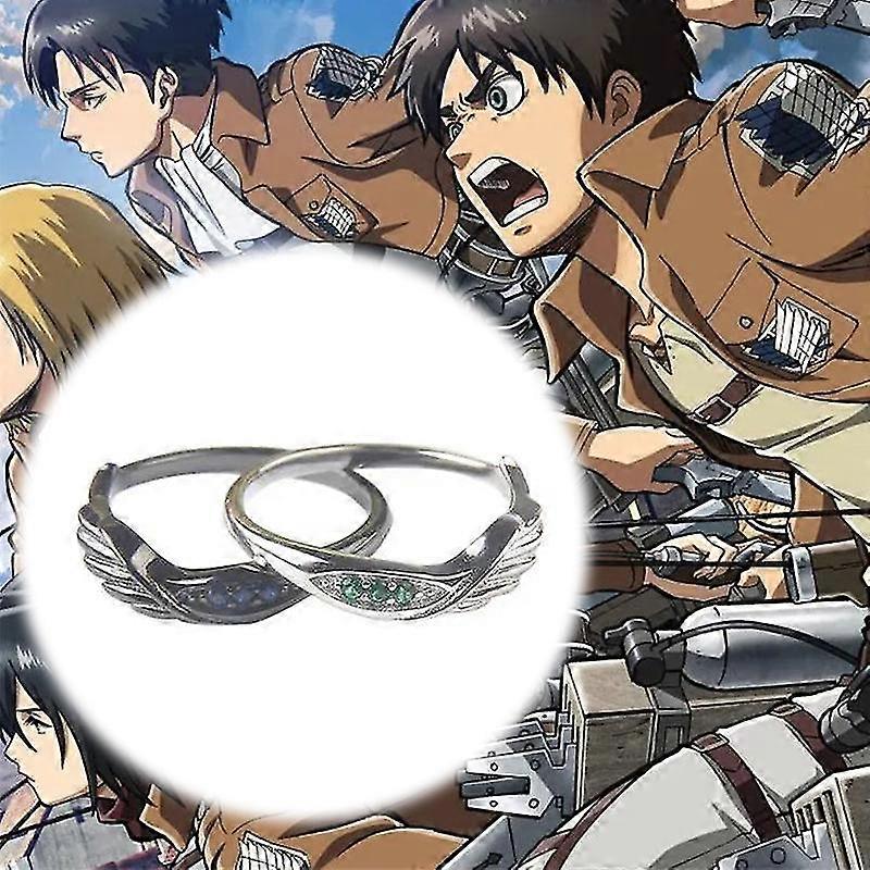 アニメ進撃の巨人リングエレン・イェーガー リーバイ・アッカーマン コスプレユニセックス調節可能なオープニングリングジュエリーギフトアクセサリー小道具