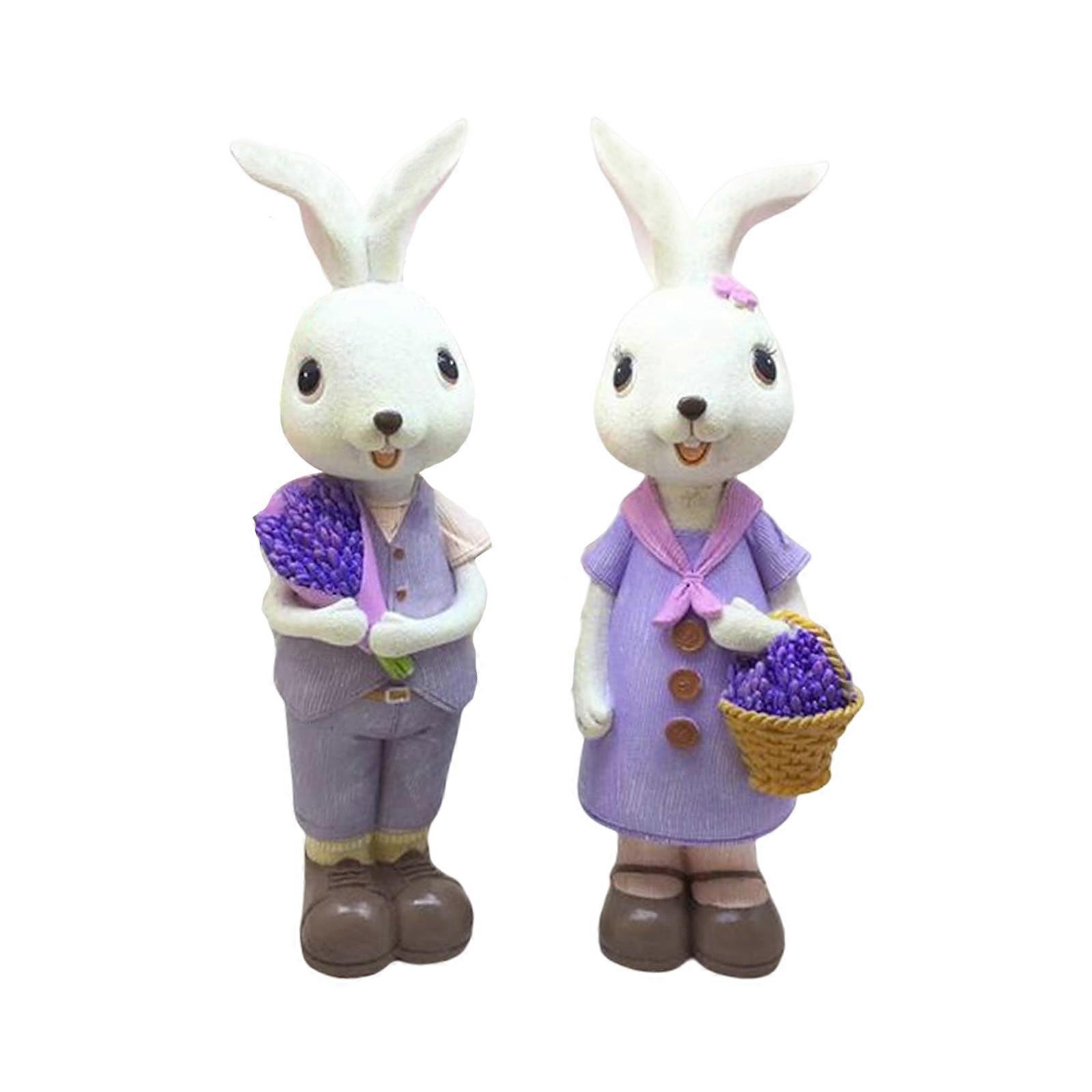 Easter Resin Bunny Eggs Easter Decorations, Spring Easter Rabbit Figurine Statue, Hand Painted Rabbit Resin Toy Easter Egg Ornament