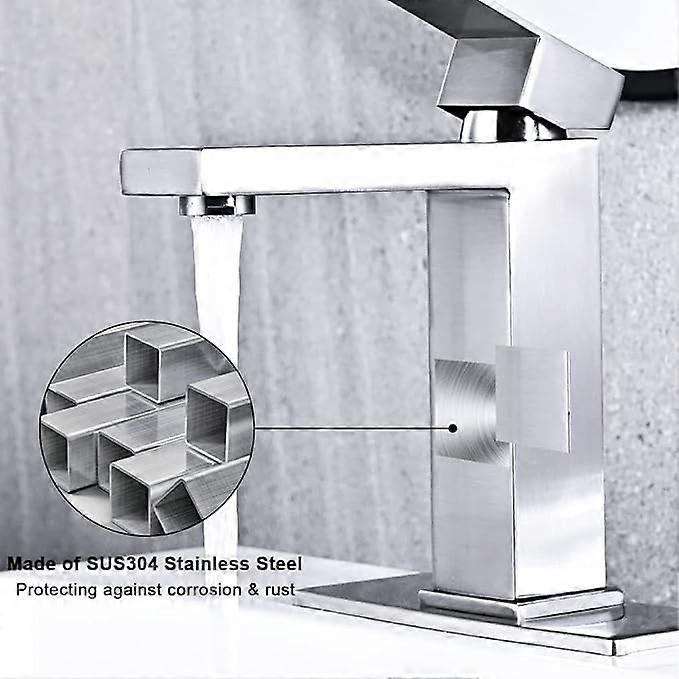 Brushed Nickel Bathroom Faucet, Single Hole Vanity Bathroom Faucet ...