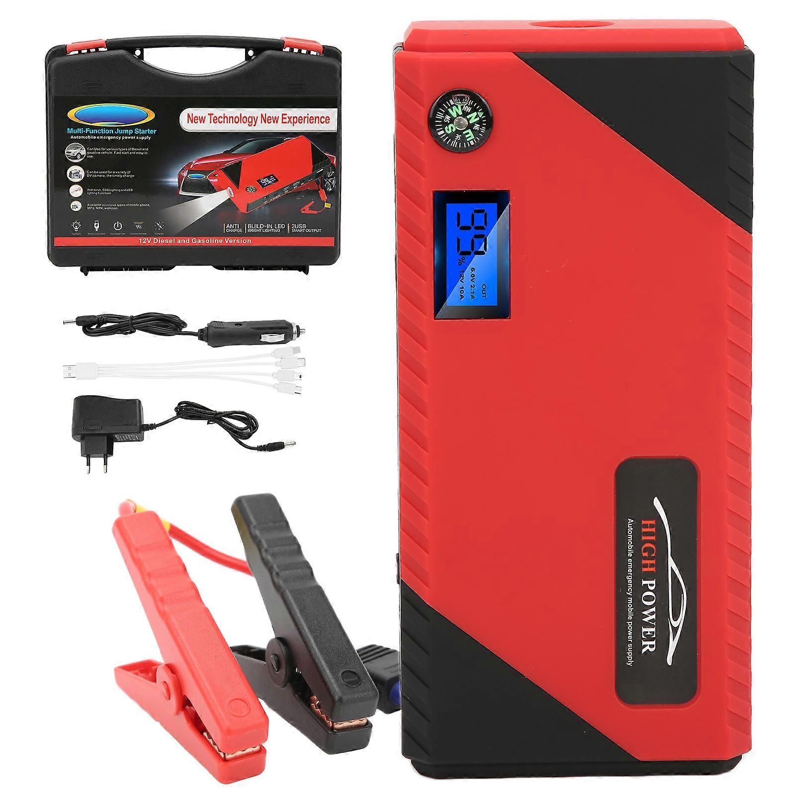 20000mAh Jump Starter 12V 1200A Emergency Power Bank 2 USB Output with LED Display Light Compass  100240V