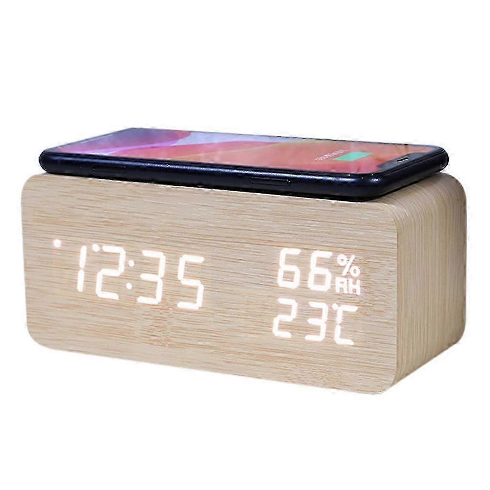 Digital Alarm Clock, Temperature and Humidity Alarm Clock LED Electronic Clock Smartphone Wireless