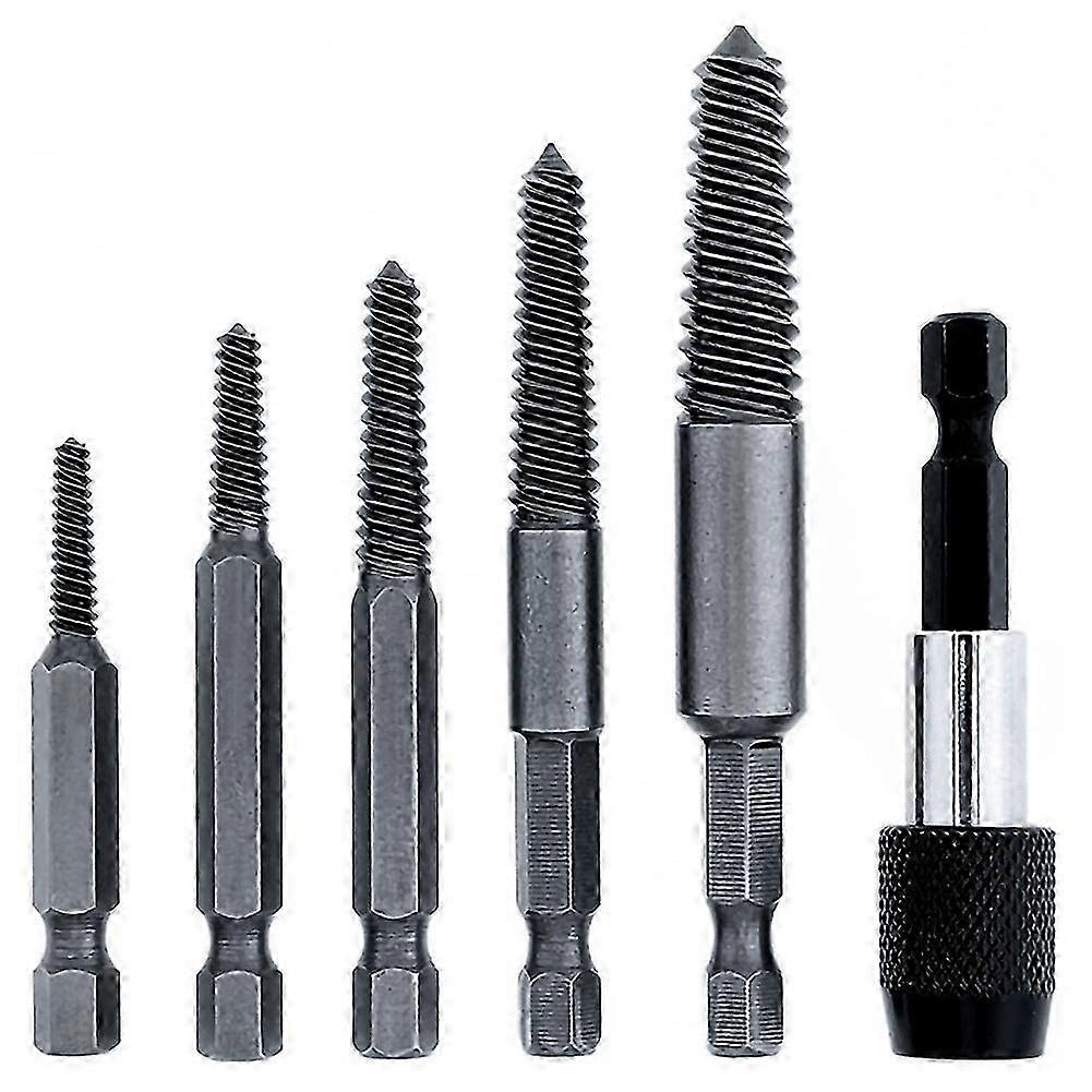 6 PCS Damaged Screw and Broken Bolt Extractor Set with 1/4 Quick Change Arbors Tool Kit Screw Stud