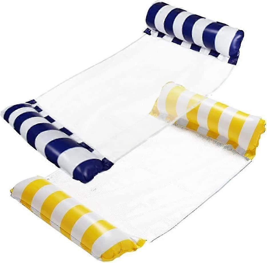 Pool Hammock, 2 Piece Floating Hammock Inflatable Reclining Floating Bed 4 in 1 Portable Foldable Floating Hammock Ultralight Floating Hammock, Yellow