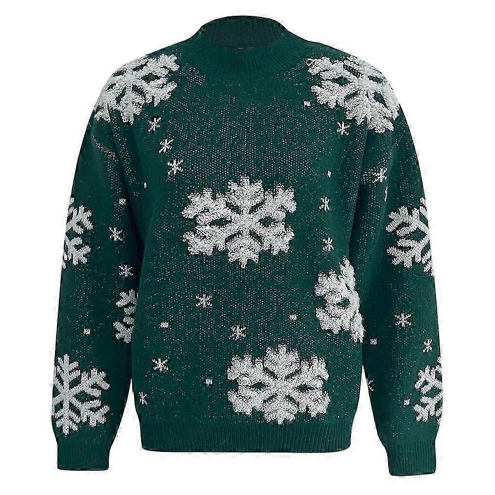 Femmes Col Ras du Cou Laide Noël Pull Flocon De Noël Pull Tops