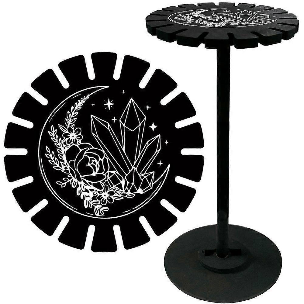 Flower Wooden Pendulum Holder Moon Star Black Crystal Display Stand Rustic Divination Pendulum Storage Rack Witch Incense Rack Shelf for Stone Necklac