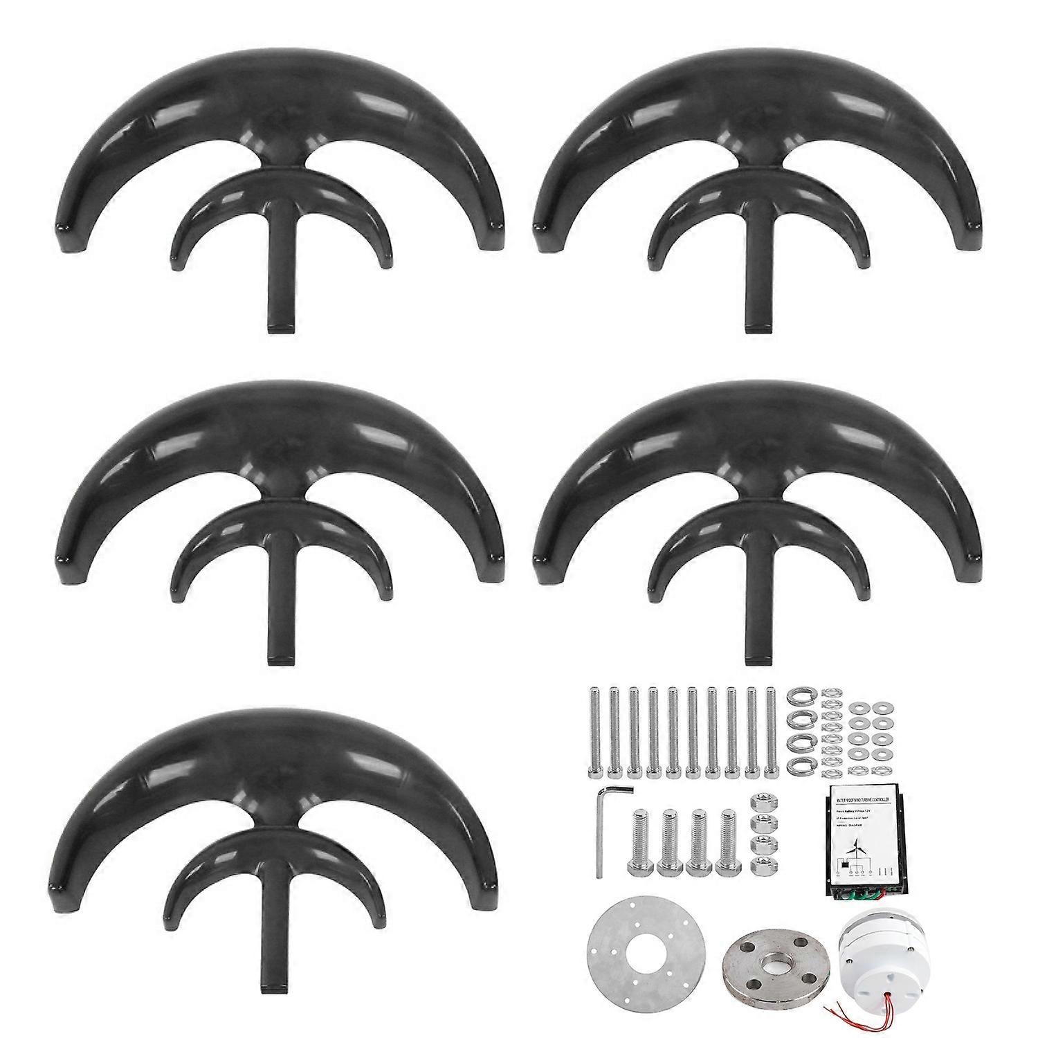 1200W Wind Turbines Kit 5 Blades Power Generator for Boat Charging Black Lantern Type12V