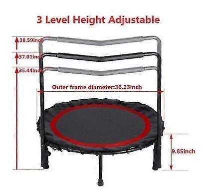 Foldable Mini Trampoline,Fitness Trampoline with Adjustable Handrail and Safety Pad