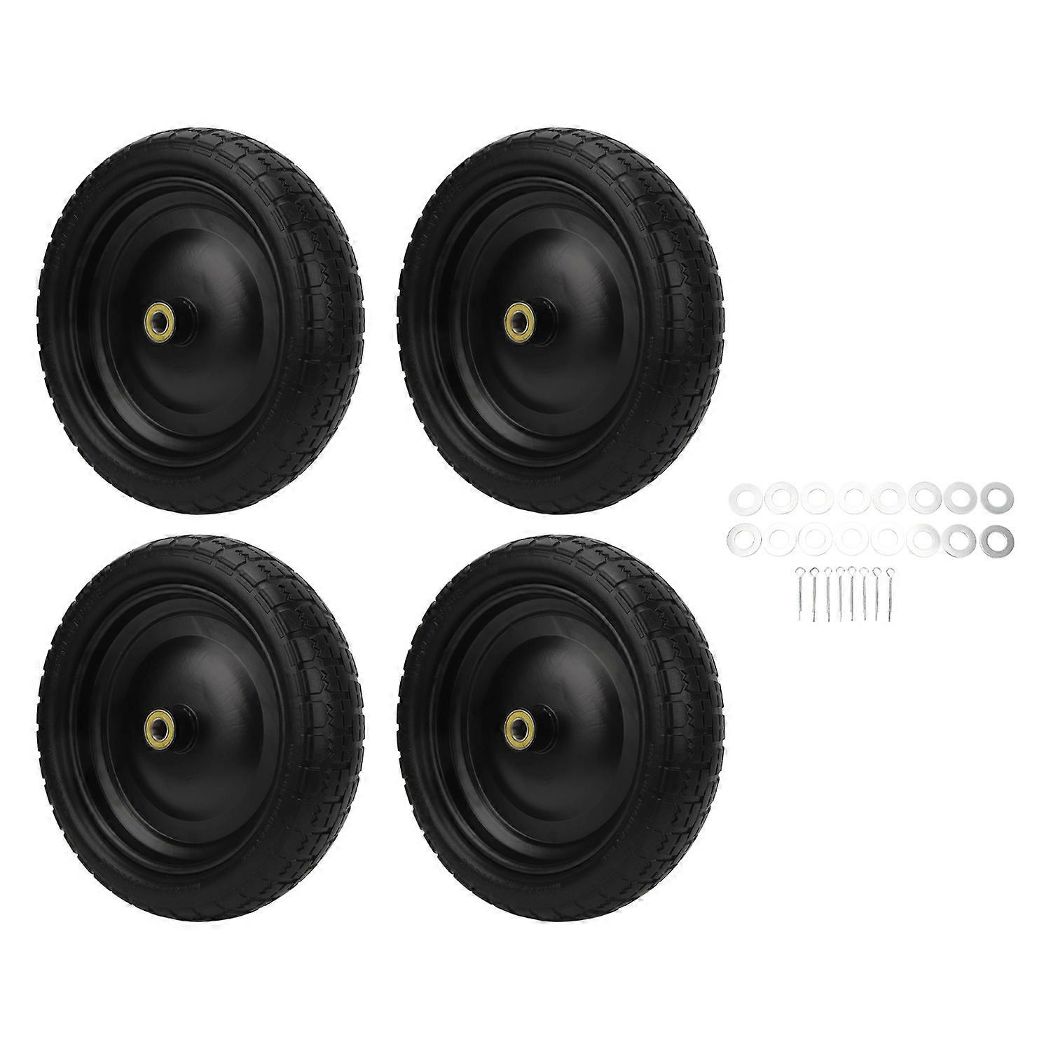 4Pcs Cart Tires 13in Solid Inflation Free Wear Resistant Polyurethane Replacement for Trolley