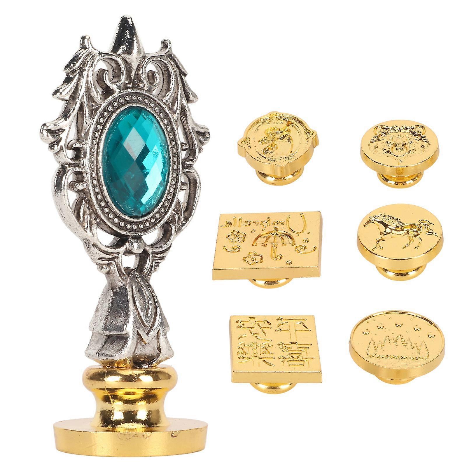 Wax Stamp Seal Retro Style Detachable Alloy Carved Pattern Easy Operation Wax Seal Stamp Kit Envelope Letter Card Making 