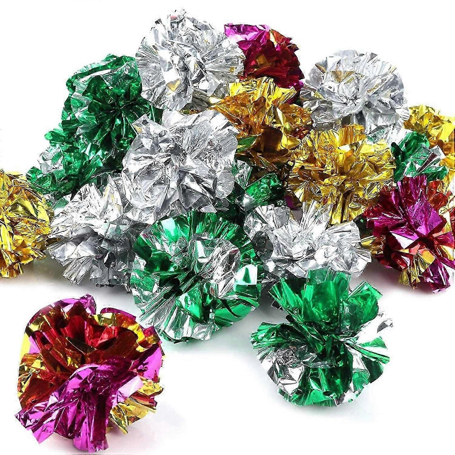 25 Pack Crinkle Balls Cat Toys, Crinkle Balls Cat Toy Shiny Cat Crinkle Ball Rustling(assorted Colors)
