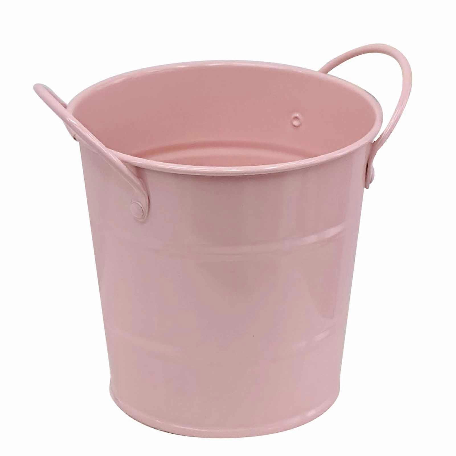 Desktop Pencil Pen Holder Iron Art Cute Bucket Shape Multifunctional Pencil Organizer Makeup Brush Holder Pink