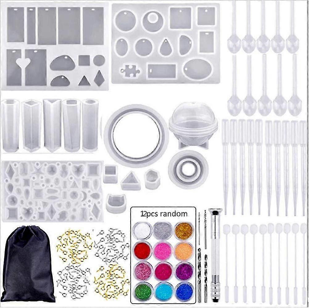 Resin Molds, 159 Pcs Silicone Resin Casting Molds And Tools Kit For Diy Jewelry Craft Making Set Epoxy Resin Mold Brlet Pendant Sphere