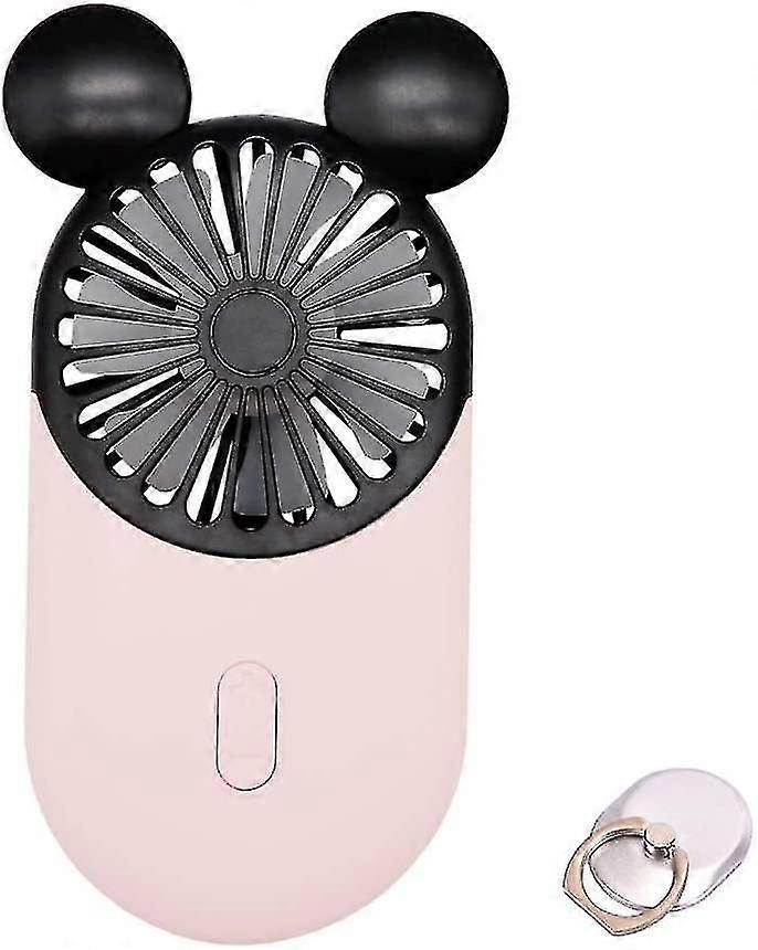 Cute Mickey Personal Mini Fan, Handheld Portable Usb Rechargeable Fan With Beautiful Led Light, 3 Adjustable Speeds, Portable Holder, Perfect For In