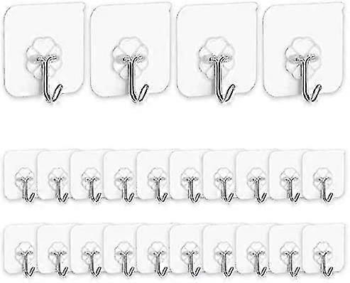 Adhesive Hooks Kitchen Wall Hooks, Heavy Duty Sticky Hangers With Stainless Hooks, Reusable Utility Towel Bath Ceiling Hooks (24 Packs)