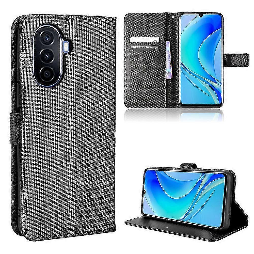 Compatible with Huawei Nova Y70 Plus Wallet Case Diamond Pattern Pu Leather Cover With Magnetic Closure Card Slots