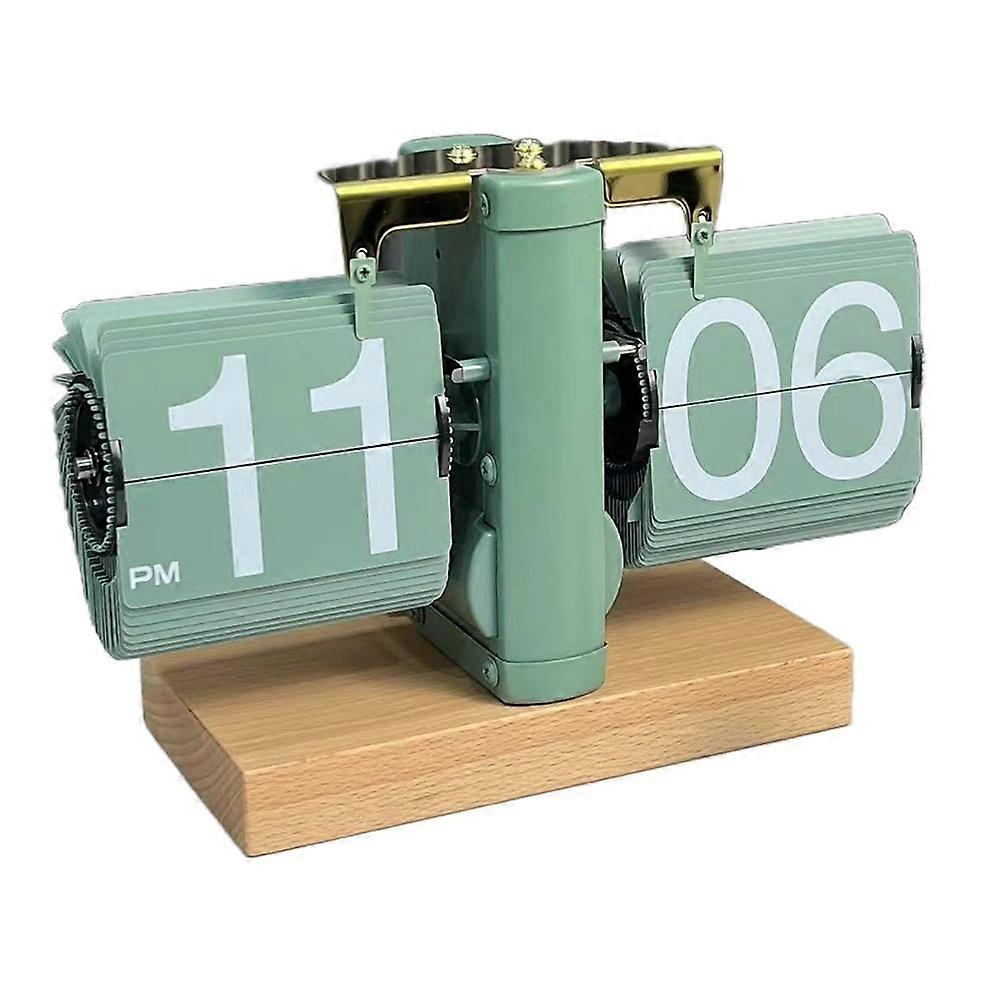 Automatic Flip Clock Retro Simple Home Table Clock Single Foot Stainless Steel Quartz Movement Flip 