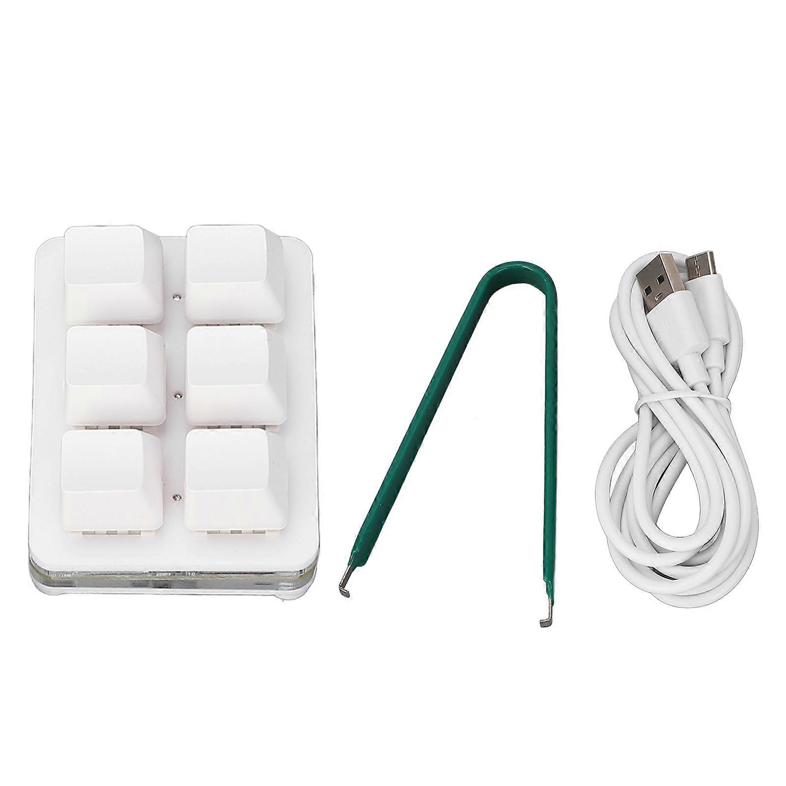 Mechanical Gaming Keyboard 6 Keys DIY Programmable Red Switch Small USB Wired RGB Mechanical Keyboard for Game Office White