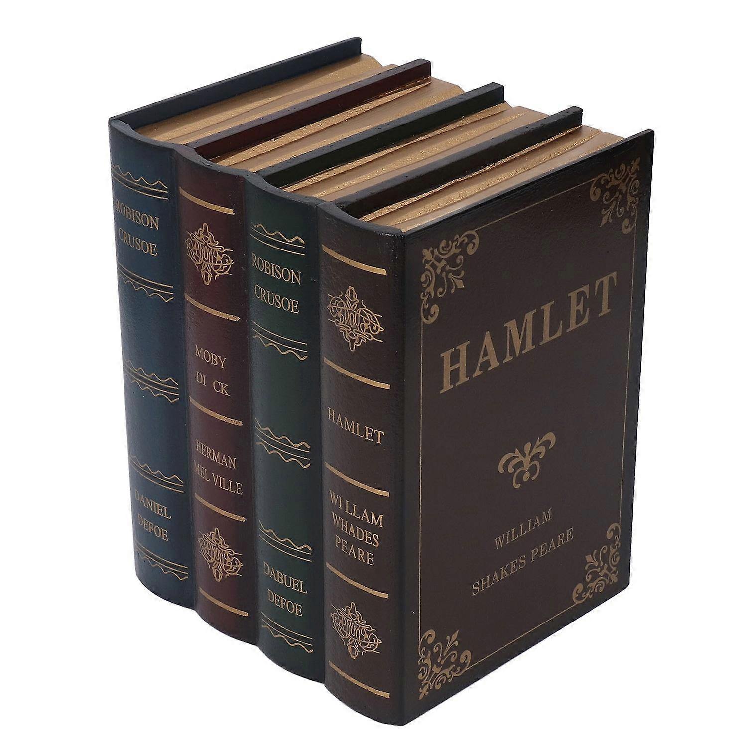 Book Trinket Vintage Style Textured Covered Gold Shade Storage Function Density Board Decorative Boo